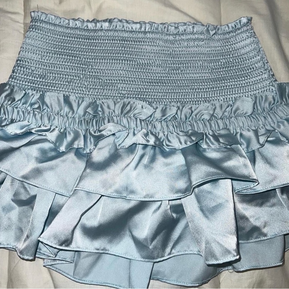 fab'rik Light Blue Ruffled Mini Skirt